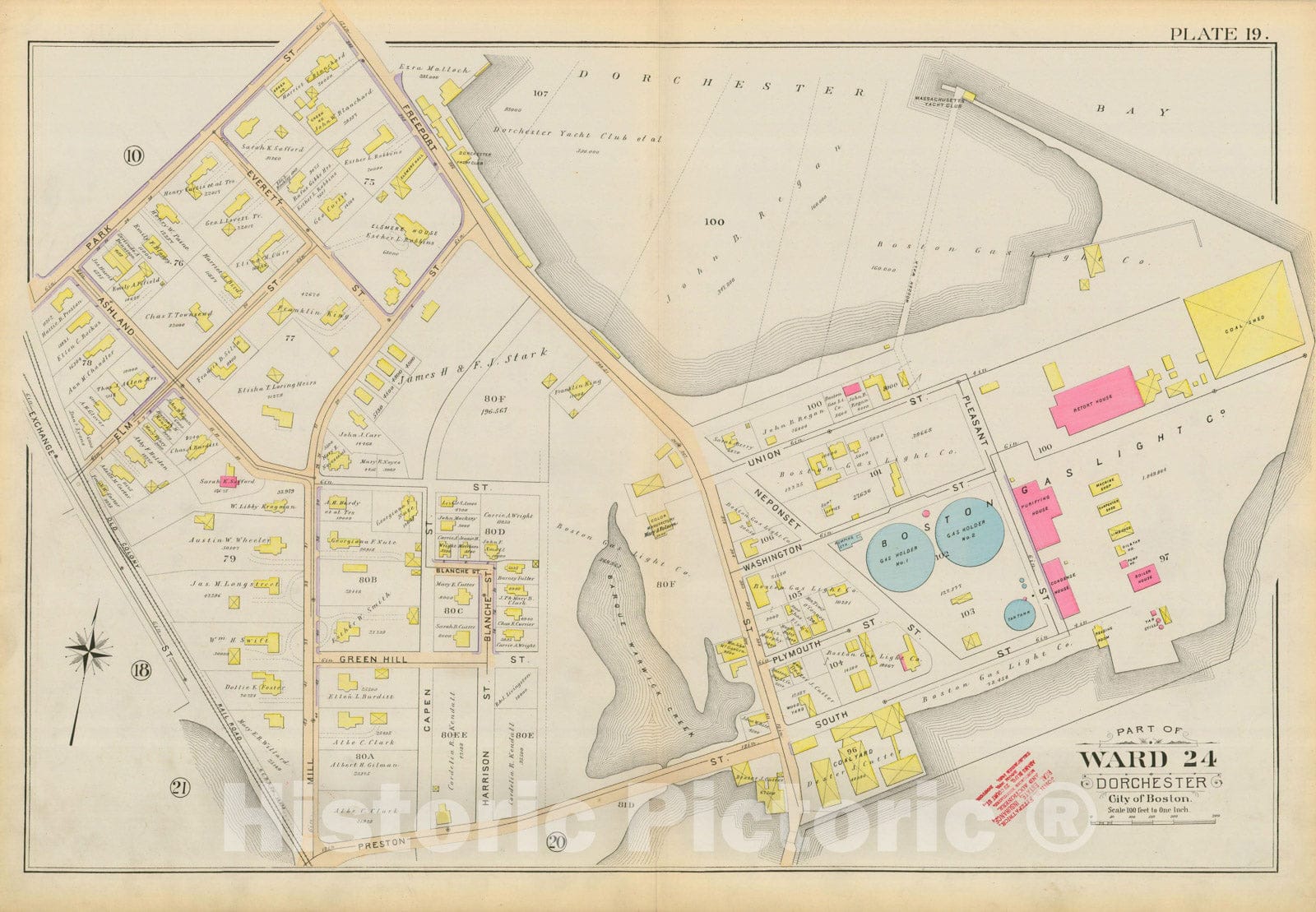 Historic Map : Atlas City of Boston, Vol. 5, Dorchester, Dorchester 1894 Plate 019 , Vintage Wall Art