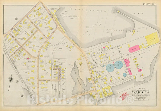 Historic Map : Atlas City of Boston, Vol. 5, Dorchester, Dorchester 1894 Plate 019 , Vintage Wall Art