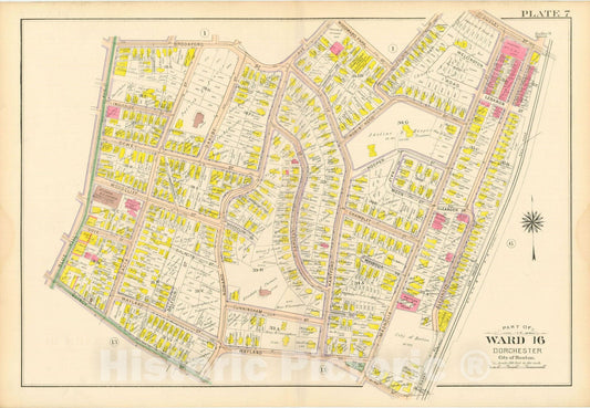 Historic Map : Atlas City of Boston, Vol. 5, Dorchester, 4th Ed., Dorchester 1904 Plate 007 , Vintage Wall Art