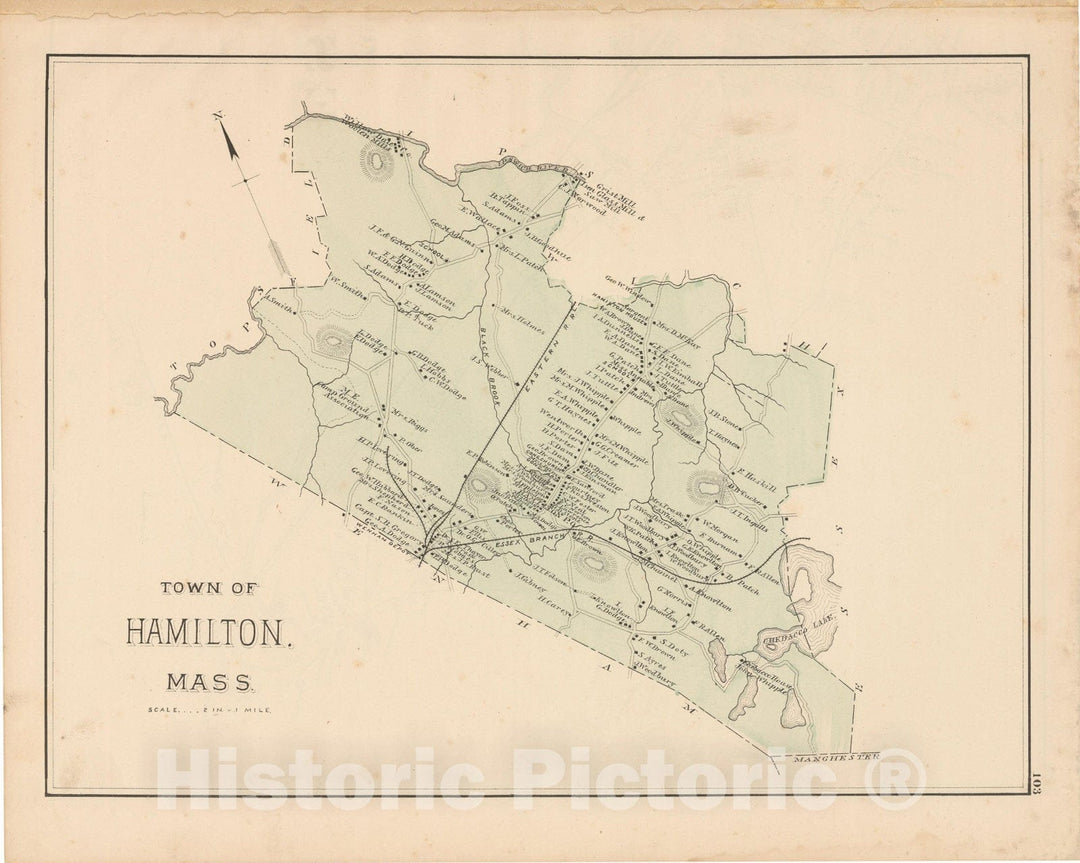 Historic Map : Atlas of Essex County, Hamilton 1884 , Vintage Wall Art