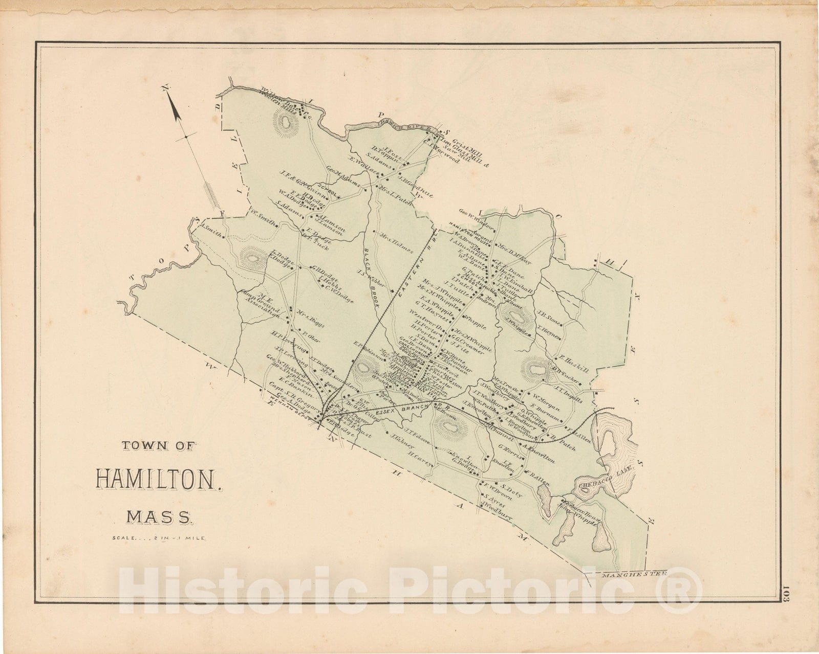 Historic Map : Atlas of Essex County, Hamilton 1884 , Vintage Wall Art