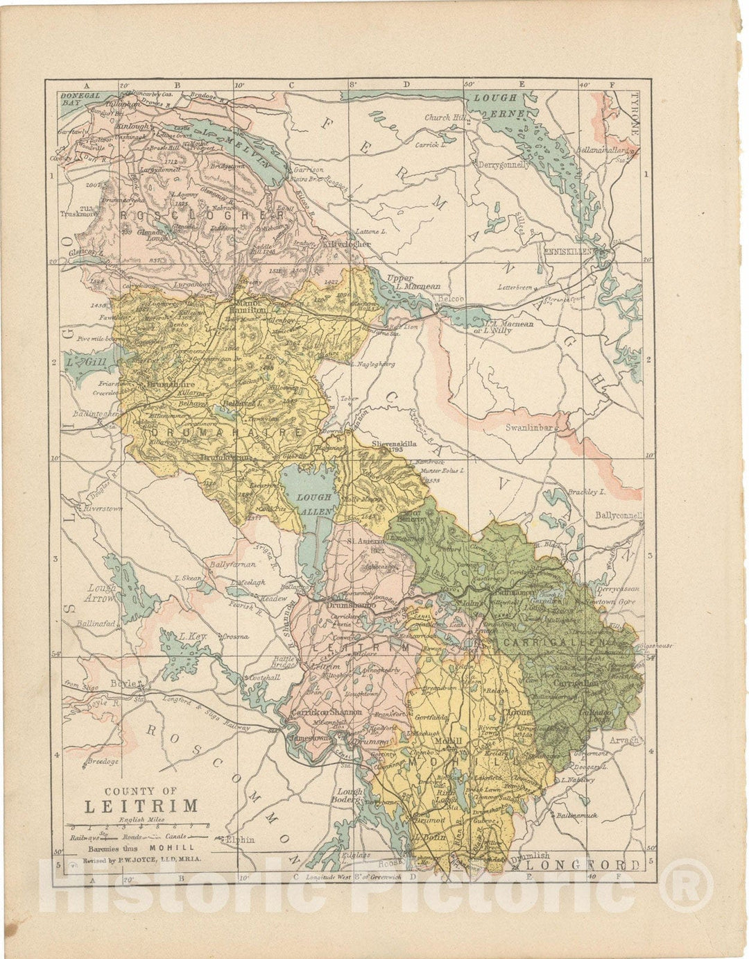 Historic Map : Irish County Maps, Leitrim 1900 , Vintage Wall Art