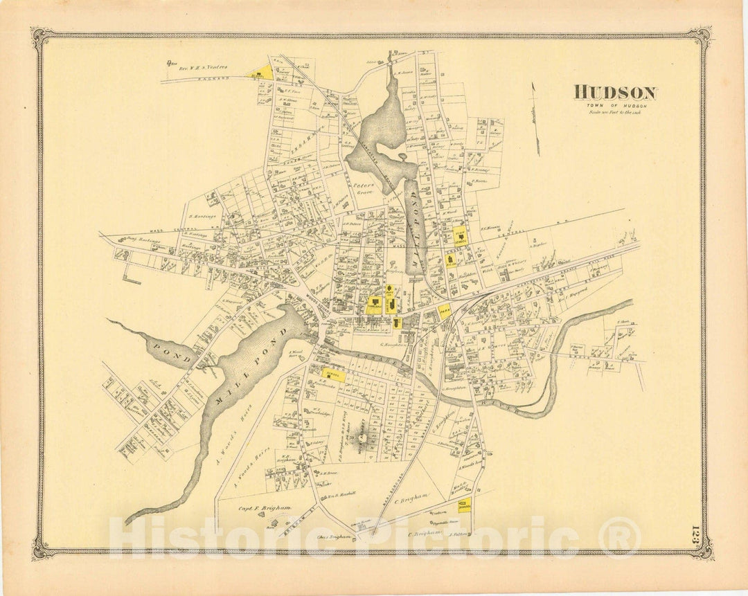 Historic Map : County Atlas of Middlesex Massachusetts, Hudson 1875 , Vintage Wall Art