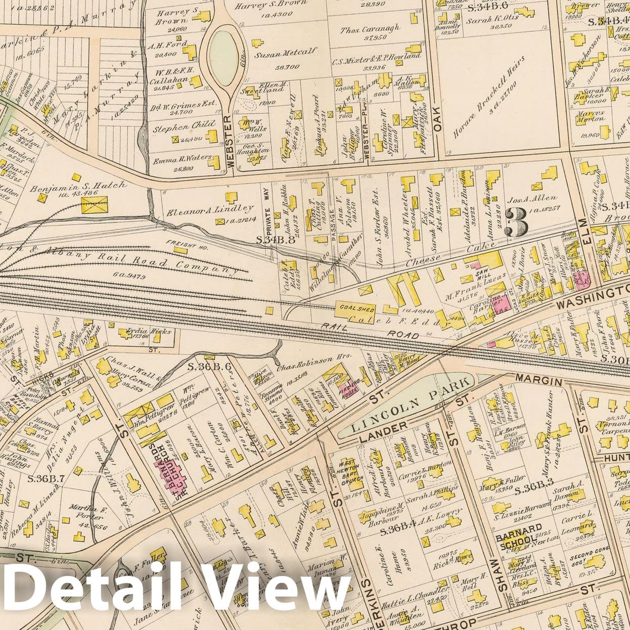 Historic Map : Atlas City of Newton, Newton 1895 Plate 007 , Vintage Wall Art
