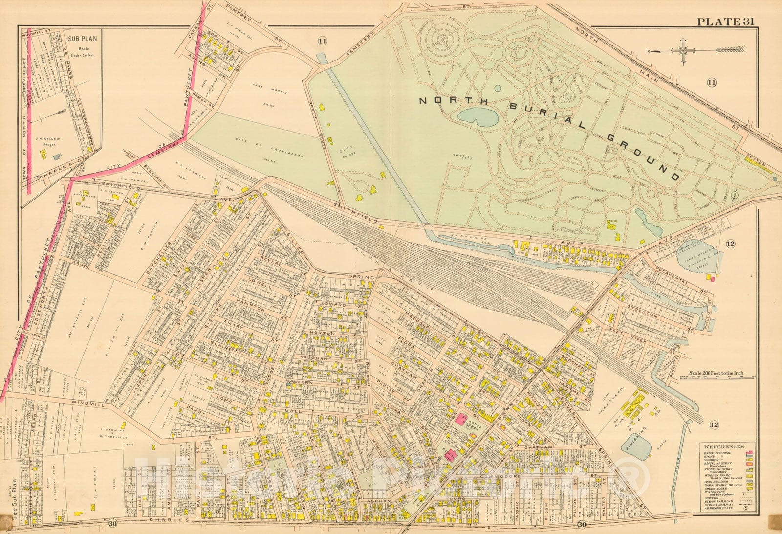 Historic Map : Atlas City of Providence Rhode Island, Providence 1908 Plate 031 , Vintage Wall Art