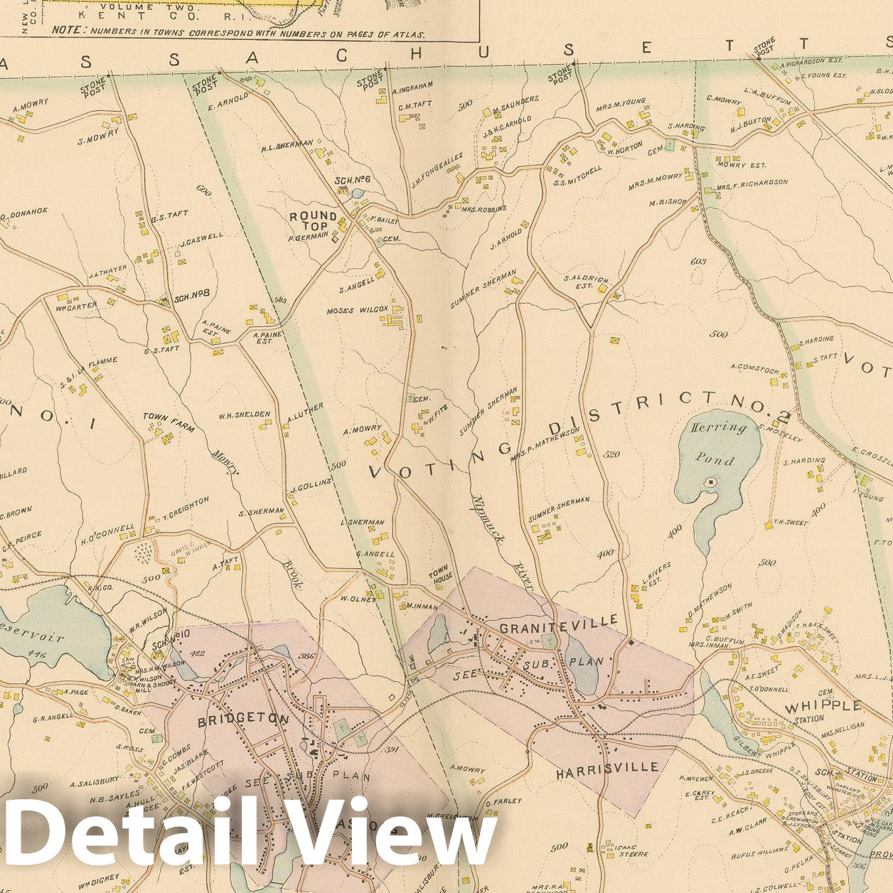 Historic Map : Atlas of Providence County, Burrillville 1895 , Vintage Wall Art