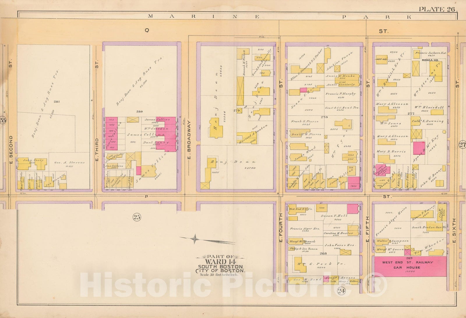 Historic Map : Atlas of South Boston, South Boston 1891 Plate 026 , Vintage Wall Art