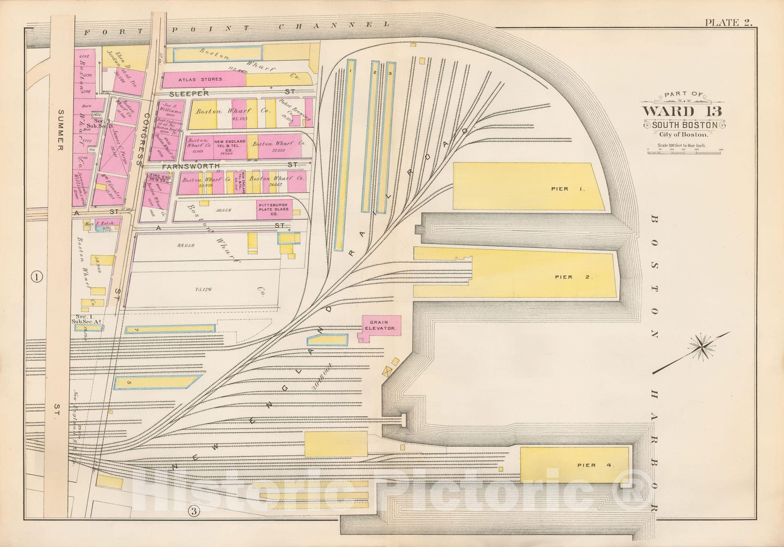 Historic Map : Atlas City of Boston, South Boston 1899 Plate 002 , Vintage Wall Art