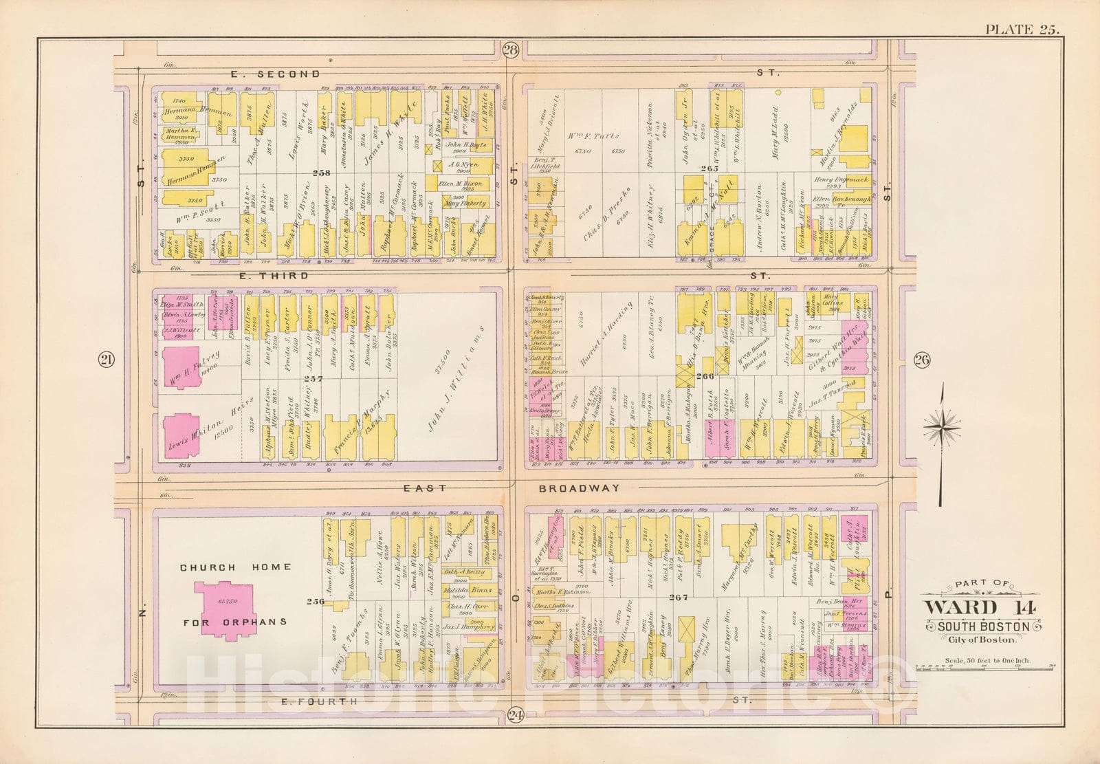Historic Map : Atlas City of Boston, South Boston 1899 Plate 025 , Vintage Wall Art