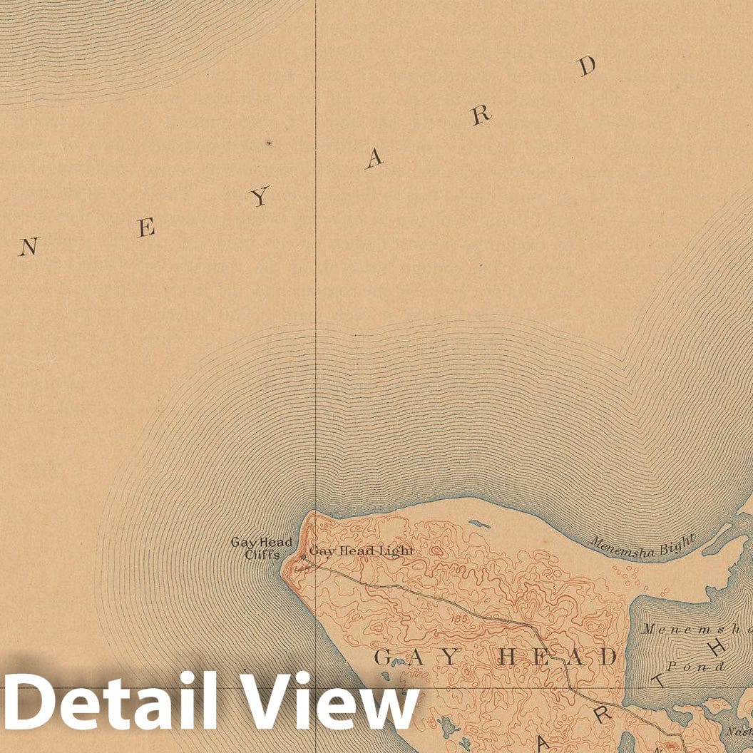 Historic Map : USGS 7.5 Minute Sheets and Quadrangles, Gay Head & Gosnold & Martha's Vineyard 1912 Topographic Map , Vintage Wall Art