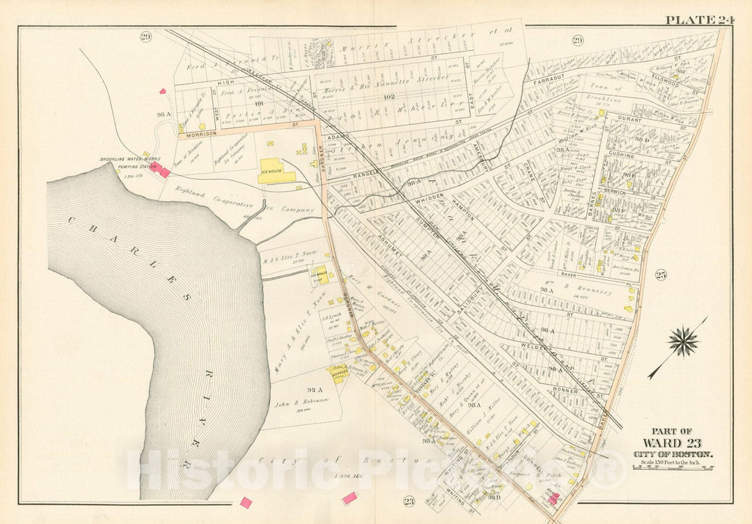 Historic Map : West Roxbury, Jamaica Plain & Roslindale, 1905 Plate 024 , Vintage Wall Art