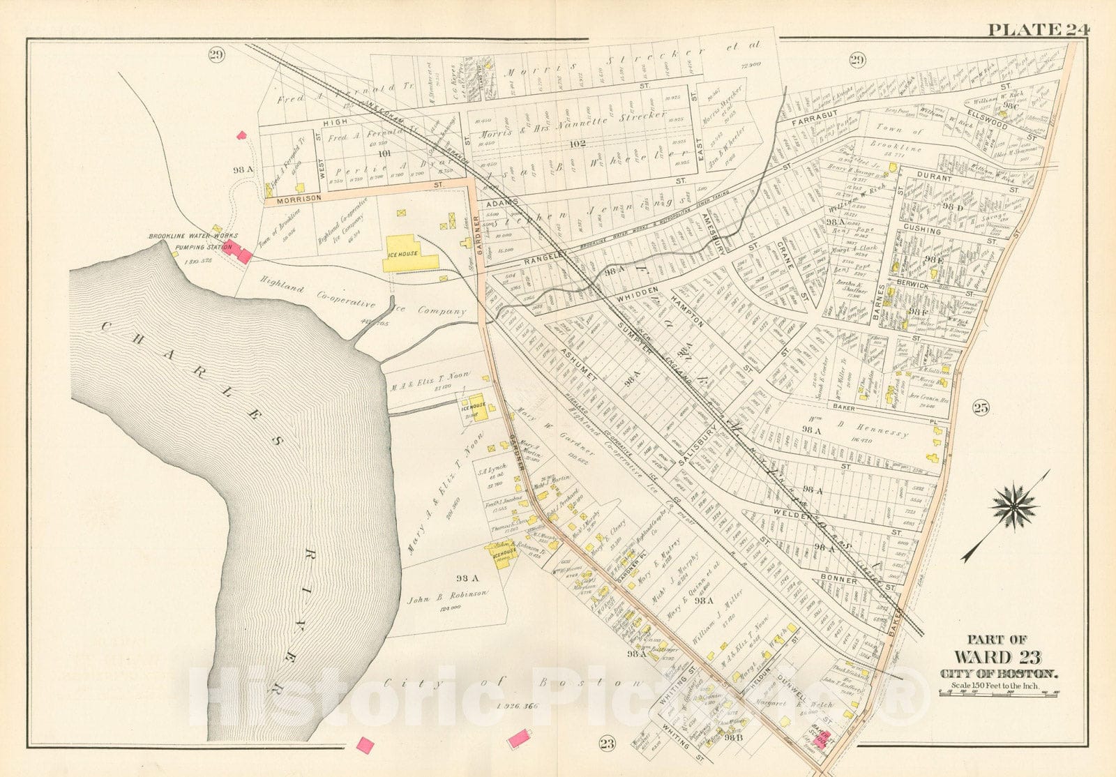Historic Map : West Roxbury, Jamaica Plain & Roslindale, 1905 Plate 024 , Vintage Wall Art