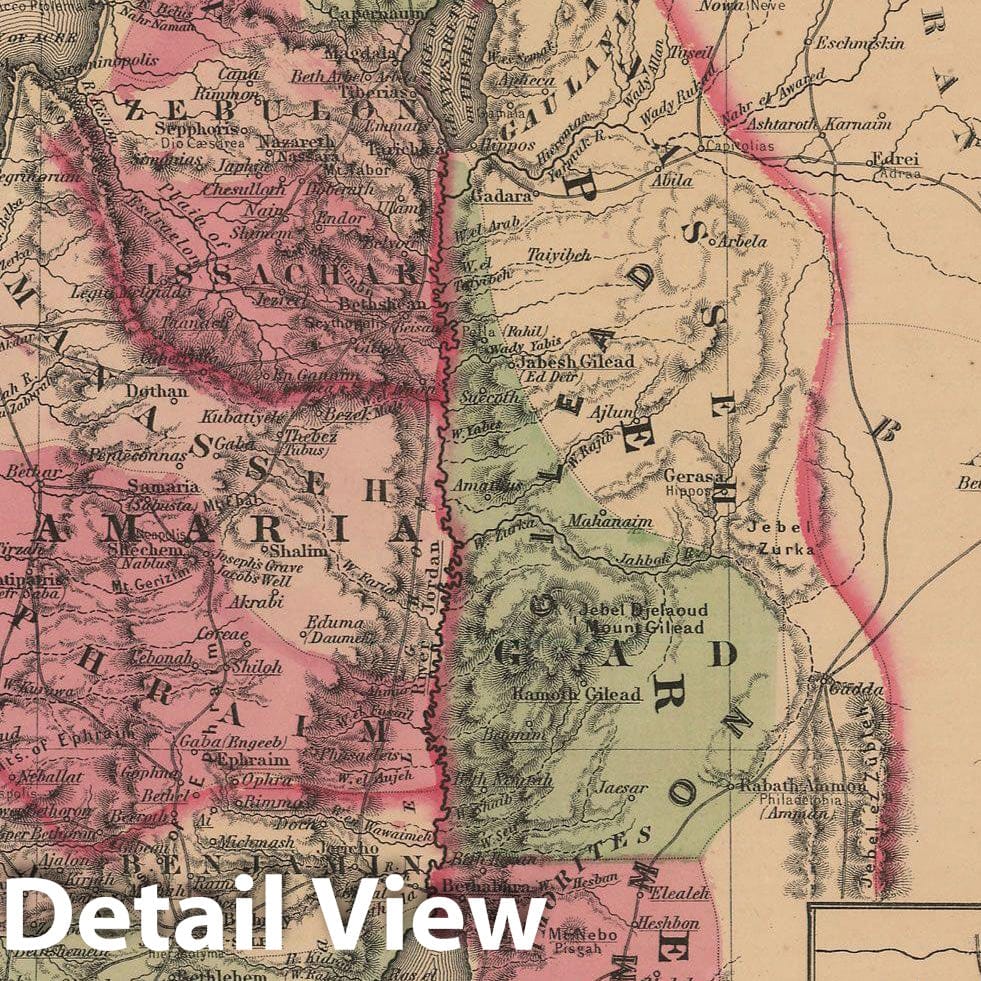 Historic Map : Palestine 1864 , Johnson's Family Atlas World , Vintage Wall Art