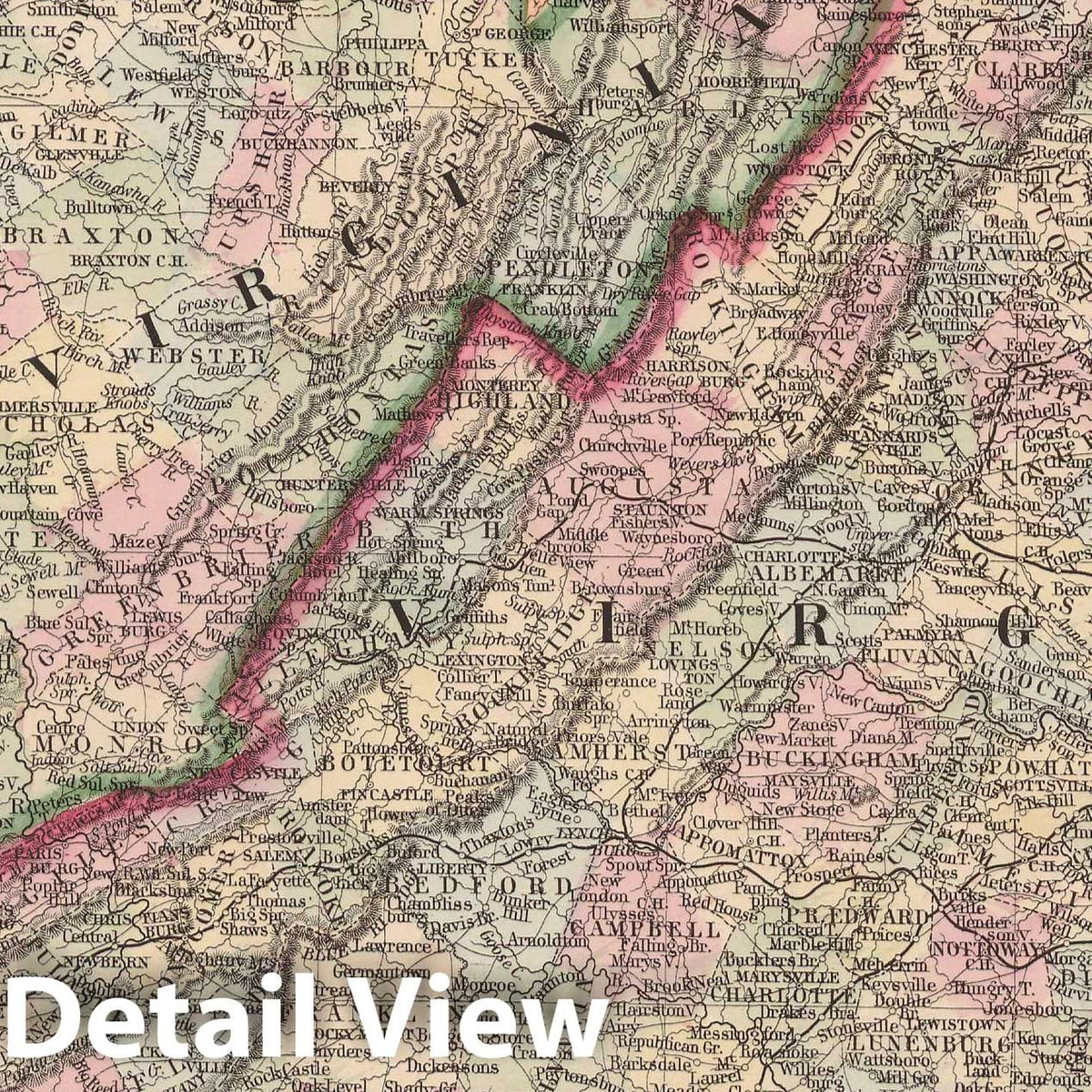 Historic Map : Virginia & West Virginia 1864 , New General (World) Atlas , Vintage Wall Art