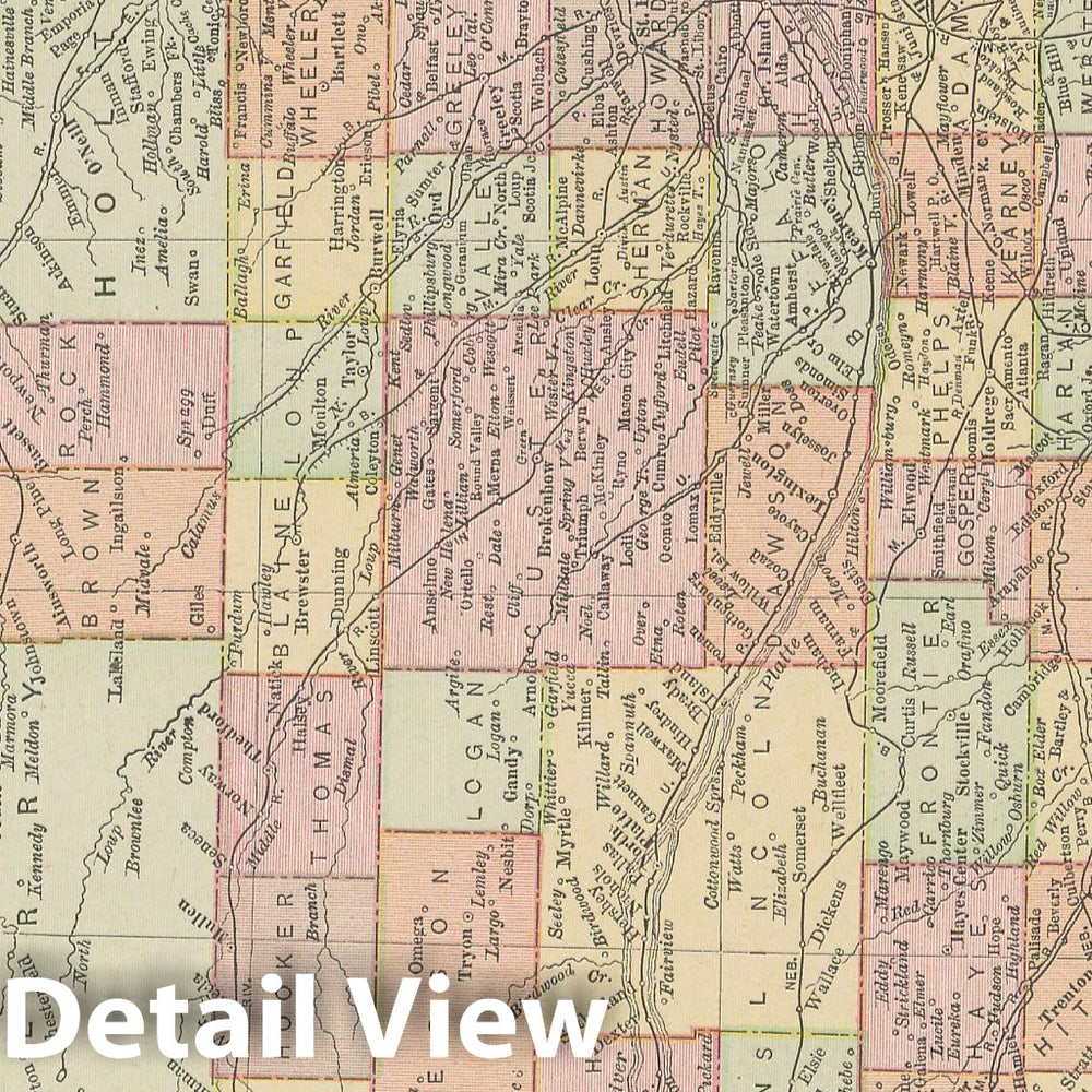 Historic Map : Nebraska 1900 , Universal Atlas World , Vintage Wall Art