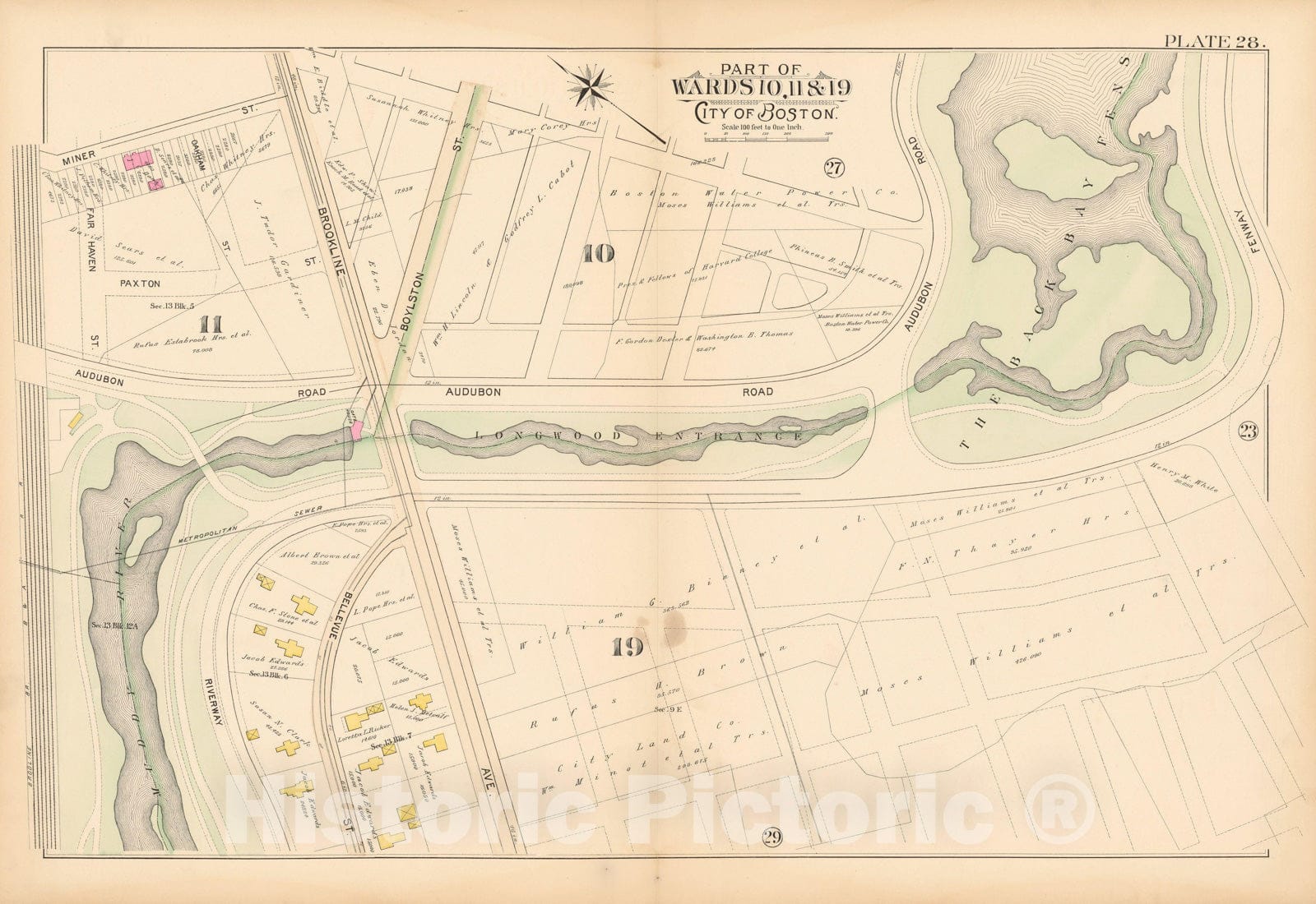 Historic Map : Boston 1895 Plate 028 , Atlas City of Boston Proper & Roxbury , Vintage Wall Art