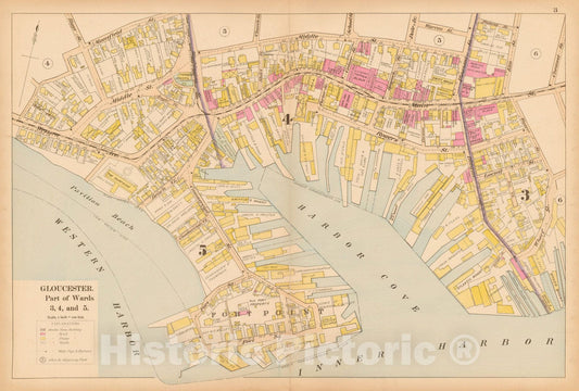 Historic Map : Atlas of Cape Ann, Gloucester, Rockport and Manchester, Gloucester 1899 Page 003 , Vintage Wall Art