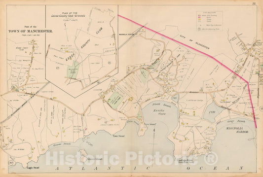 Historic Map : Atlas of Cape Ann, Gloucester, Rockport and Manchester, Manchester & Manchester By The Sea 1899 Page 31 , Vintage Wall Art