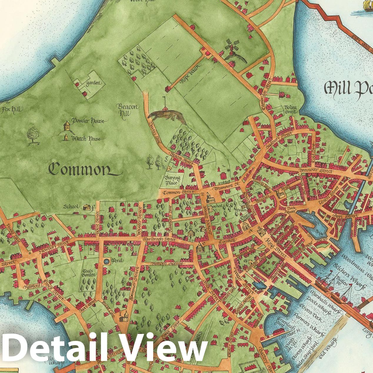 Historic Map : Boston 1722 , Vintage Wall Art
