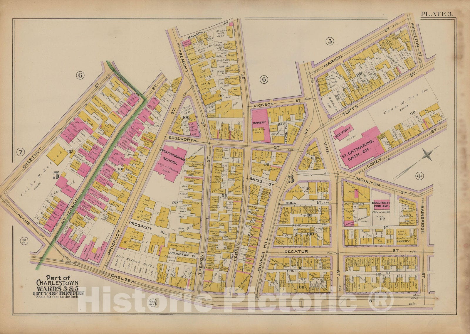 Historic Map : Charlestown 1892 Plate 003 , Vintage Wall Art