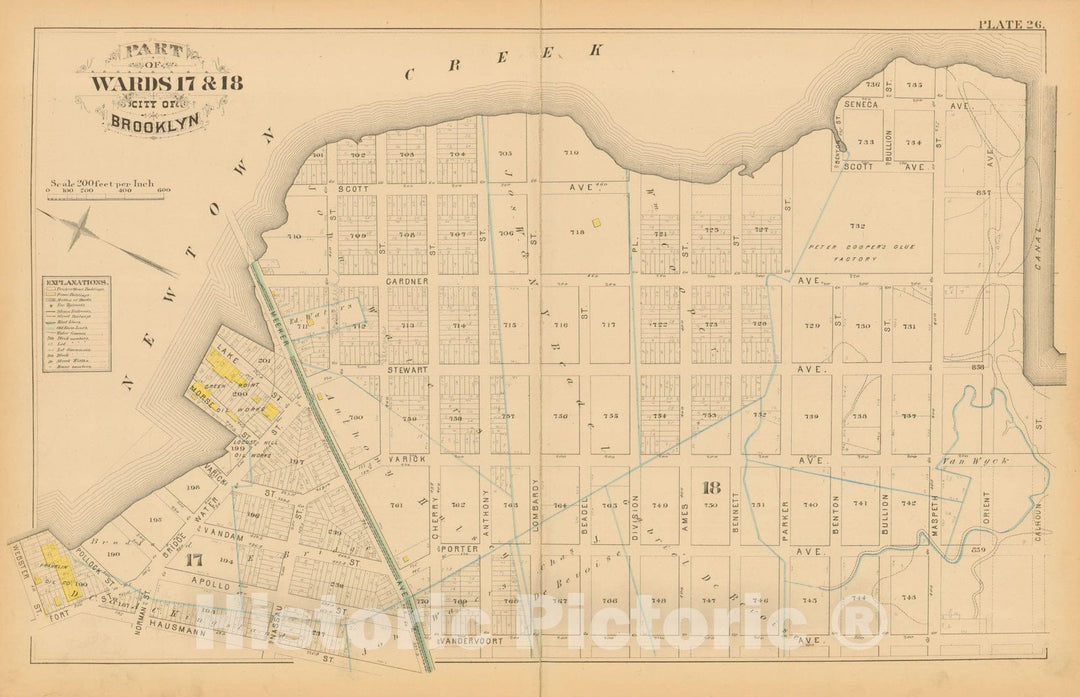 Historic Map : Atlas Entire City of Brooklyn Complete in One Volume, Brooklyn 1880 Plate 026 , Vintage Wall Art