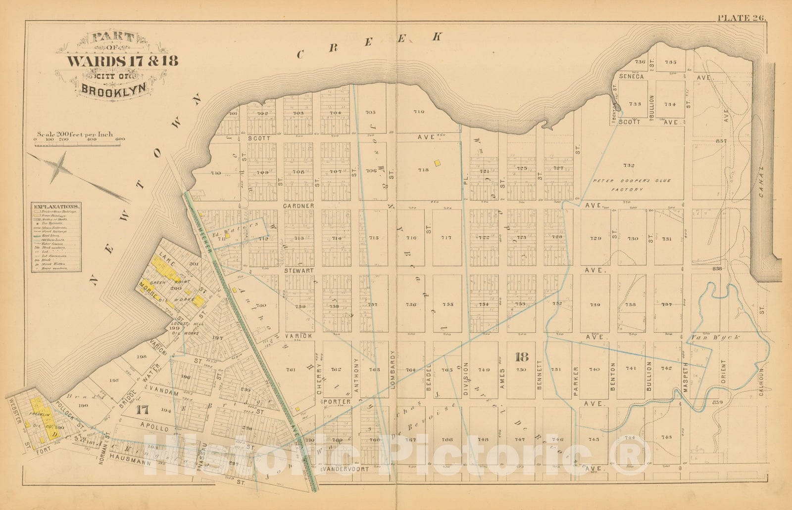 Historic Map : Atlas Entire City of Brooklyn Complete in One Volume, Brooklyn 1880 Plate 026 , Vintage Wall Art