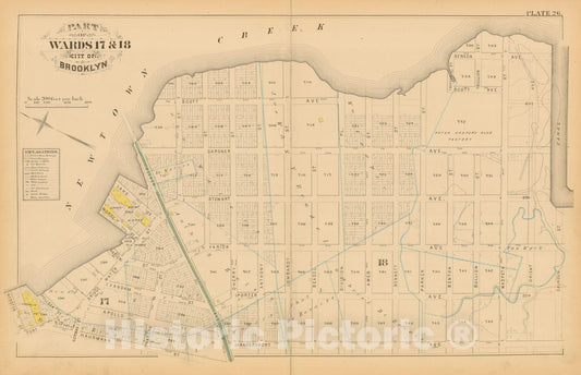 Historic Map : Atlas Entire City of Brooklyn Complete in One Volume, Brooklyn 1880 Plate 026 , Vintage Wall Art