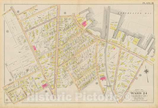 Historic Map : Atlas City of Boston, Vol. 5, Dorchester, Dorchester 1894 Plate 010 , Vintage Wall Art