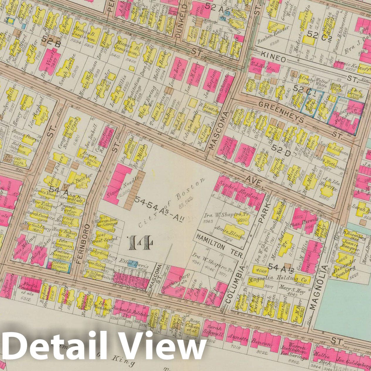 Historic Map : Atlas City of Boston, Dorchester, Dorchester 1933 Plate 013 , Vintage Wall Art