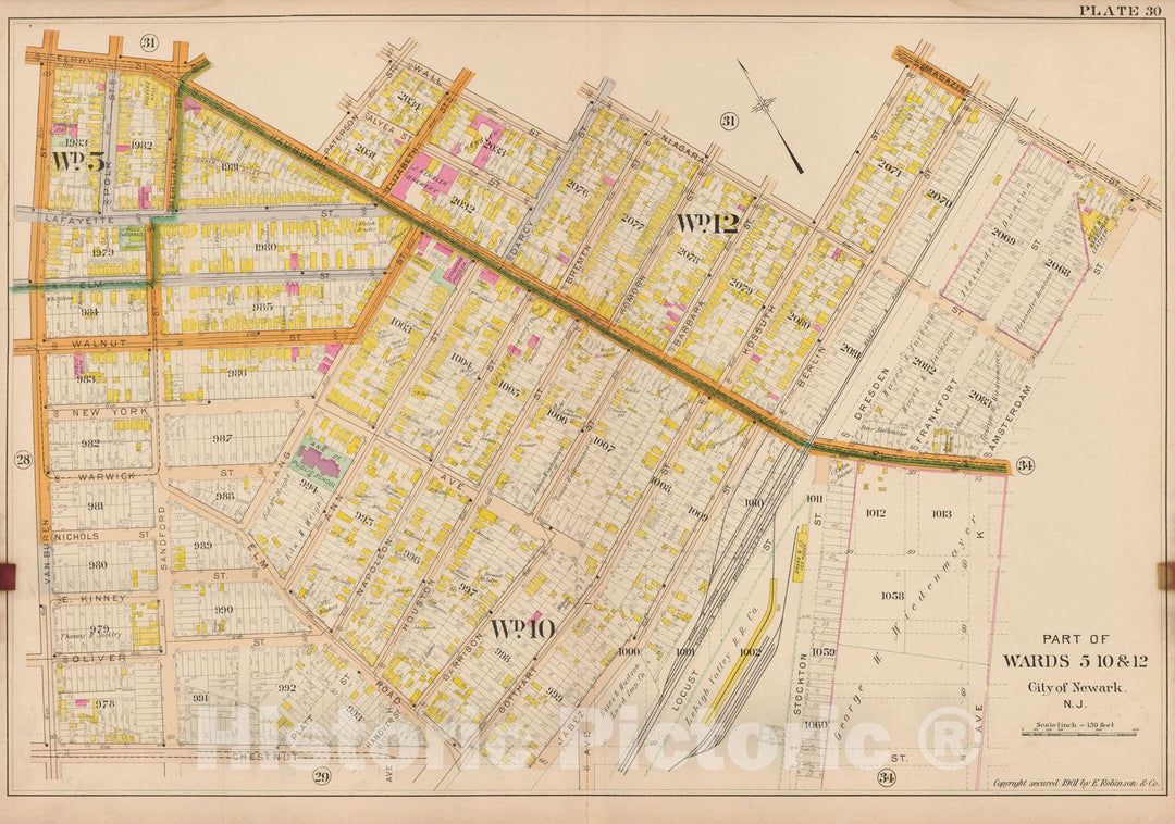 Historic Map : Atlas City of Newark, Newark 1901 Plate 030 , Vintage Wall Art