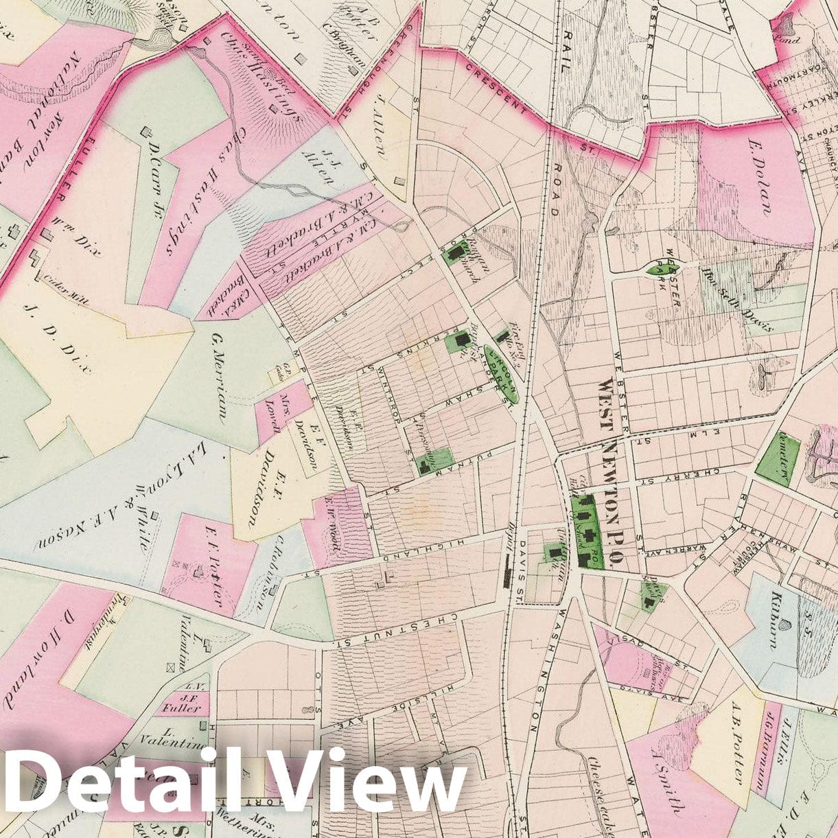 Historic Map : Atlas of Newton, Newton 1874 , Vintage Wall Art