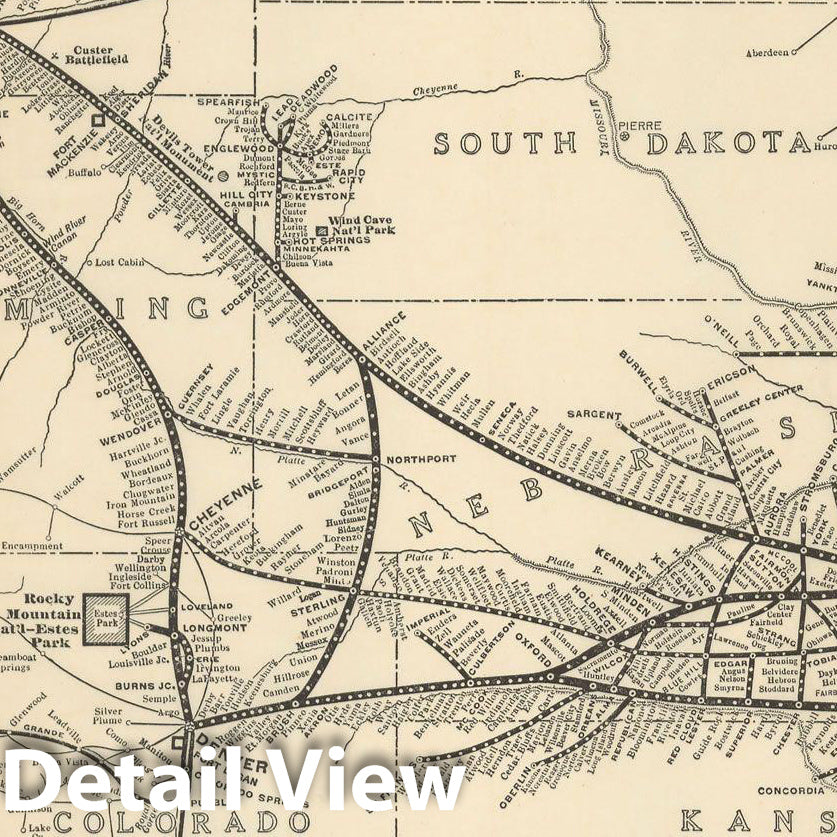 Historic Map : Atlas of Railway Traffic Maps, Burlington Route and Western Connections 1922 , Vintage Wall Art