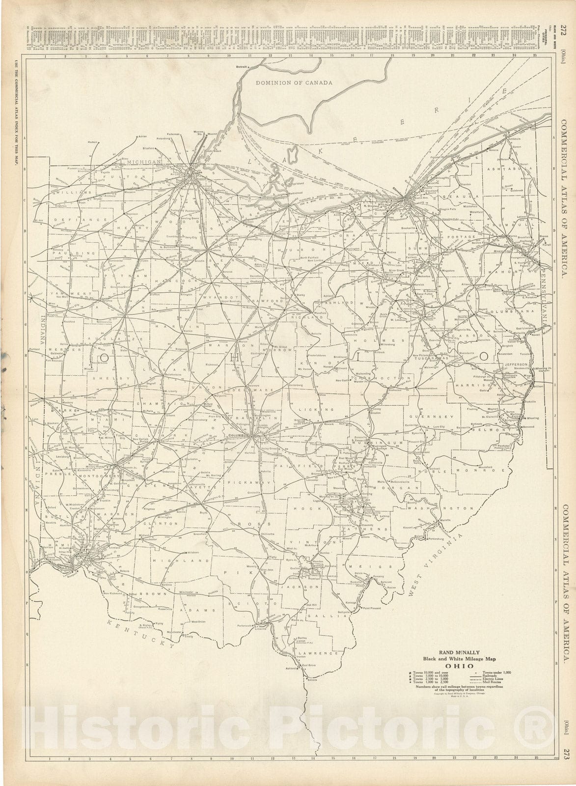 Historic Map : Ohio 1925 , Vintage Wall Art
