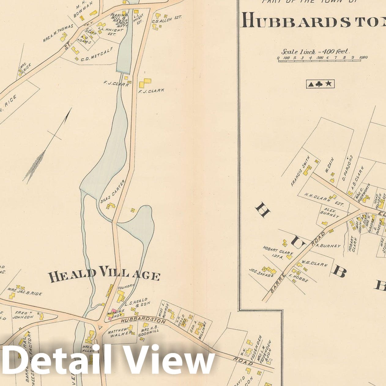 Historic Map : New Topo Atlas County of Worcester, Barre & Hubbardston 1898 Plate 040 , Vintage Wall Art