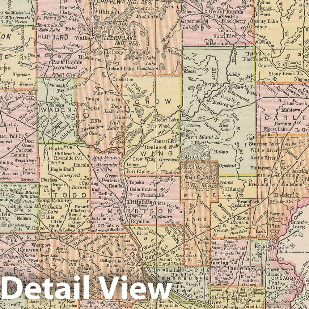 Historic Map : Minnesota 1900 , Universal Atlas World , Vintage Wall Art