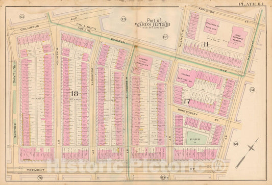 Historic Map : Atlas City of Boston, City Proper, Vol. 2, Boston 1888 Plate 064 , Vintage Wall Art