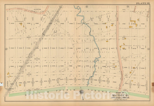 Historic Map : Atlas City of NY, Borough of The Bronx, Annexed District, The Bronx 1913 Plate 018 , Vintage Wall Art