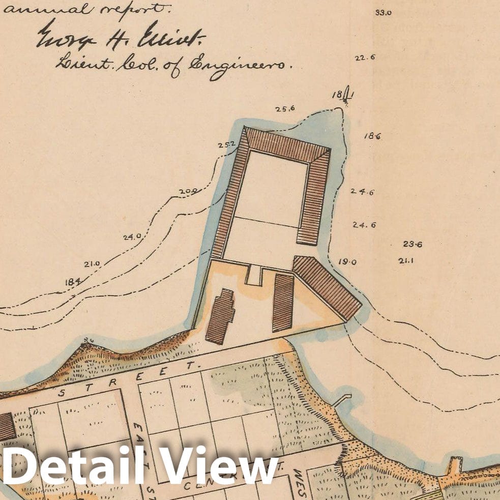Historic Map : Falmouth & Wood's Hole 1884 Topographic Map , Vintage Wall Art