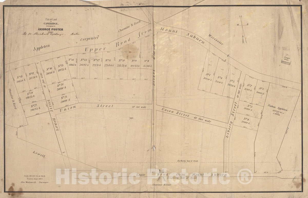 Historic Map : Plan of Land Belonging to George Foster 1843 , Vintage Wall Art