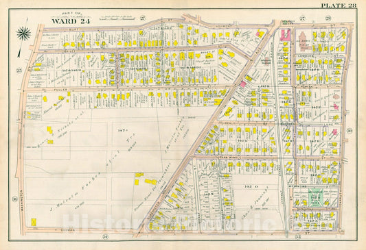 Historic Map : Atlas City of Boston, Vol. 5, Dorchester, 4th Ed., Dorchester 1904 Plate 028 , Vintage Wall Art