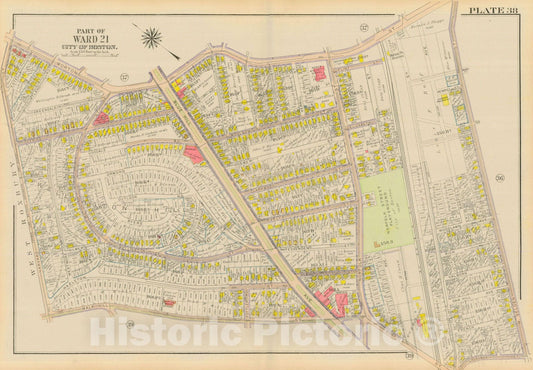 Historic Map : Atlas City of Boston, Dorchester, Dorchester 1918 Plate 038 , Vintage Wall Art