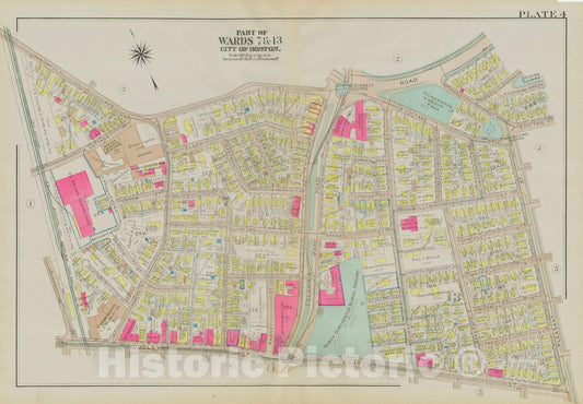 Historic Map : Atlas City of Boston, Dorchester, Dorchester 1933 Plate 004 , Vintage Wall Art
