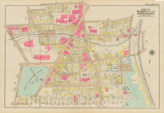 Historic Map : Atlas City of Boston, Dorchester, Dorchester 1933 Plate 018 , Vintage Wall Art