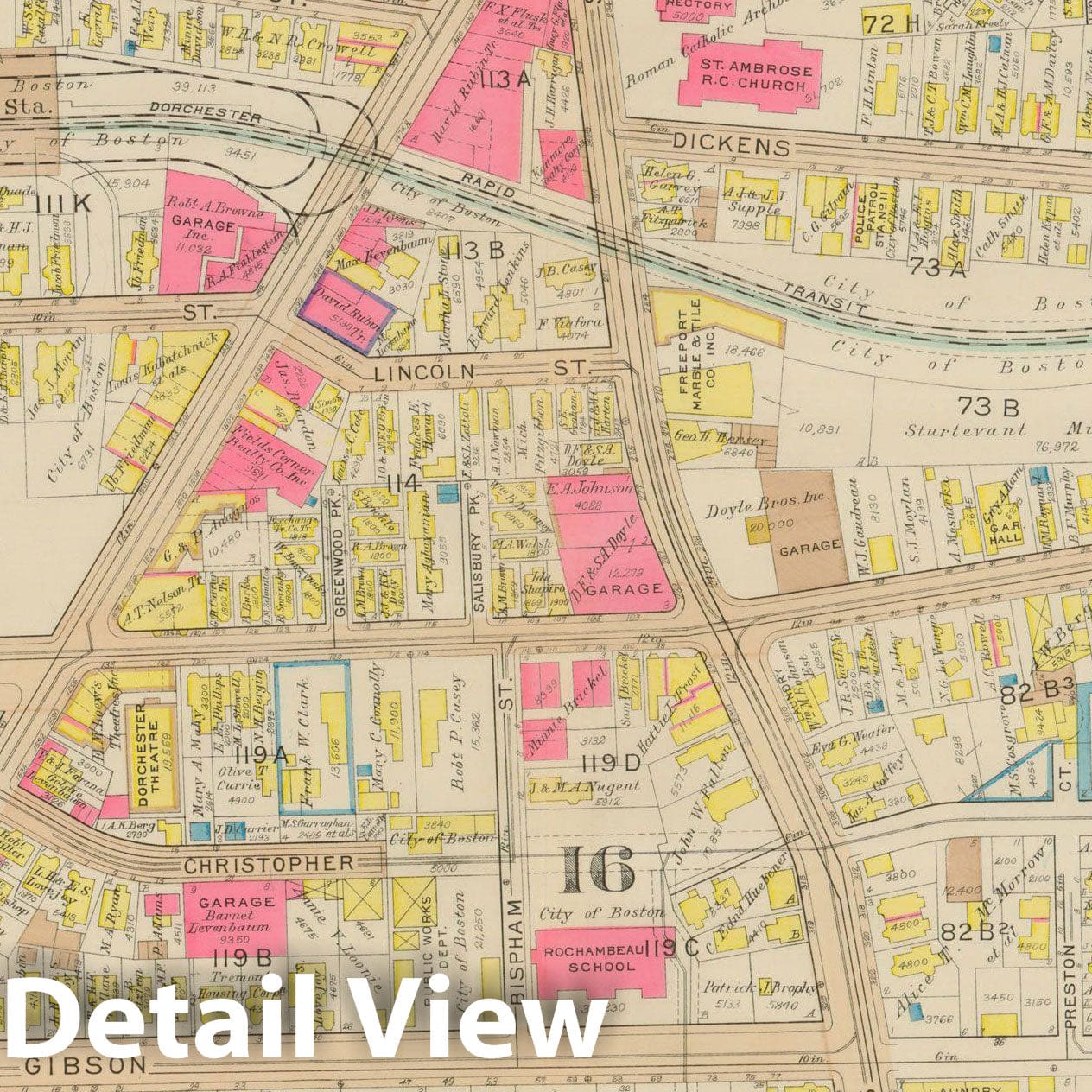 Historic Map : Atlas City of Boston, Dorchester, Dorchester 1933 Plate 018 , Vintage Wall Art