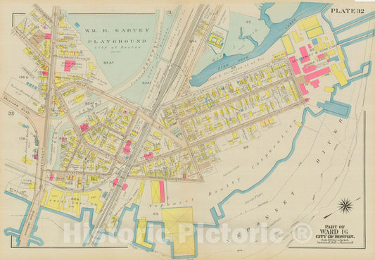 Historic Map : Atlas City of Boston, Dorchester, Dorchester 1933 Plate 032 , Vintage Wall Art