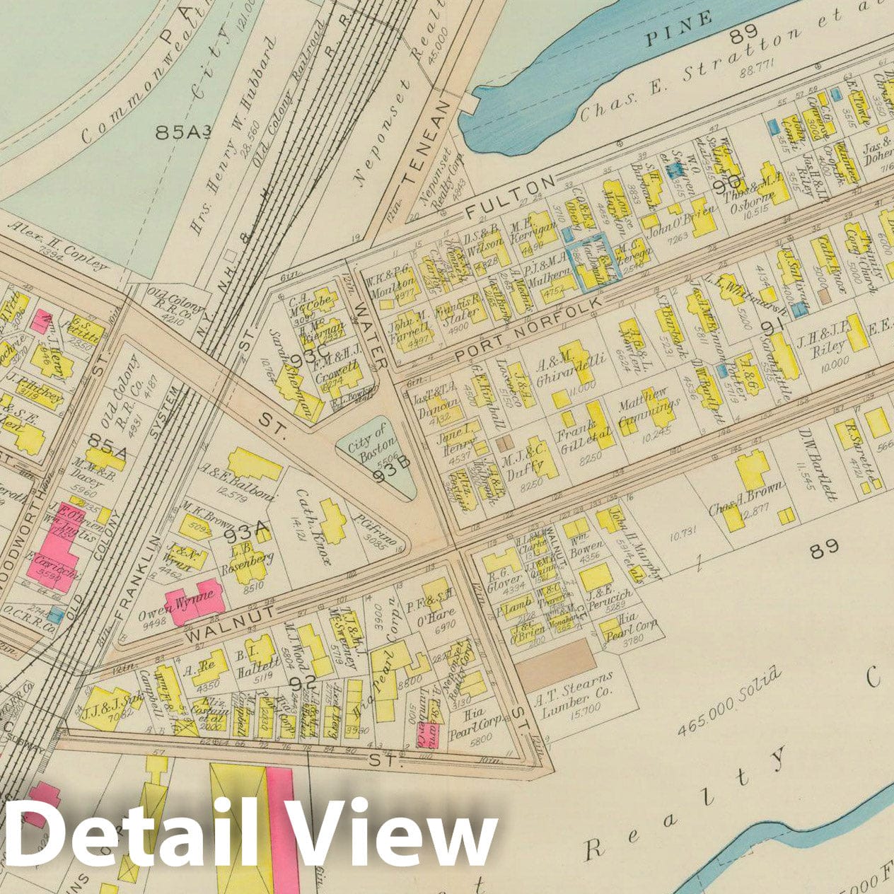Historic Map : Atlas City of Boston, Dorchester, Dorchester 1933 Plate 032 , Vintage Wall Art