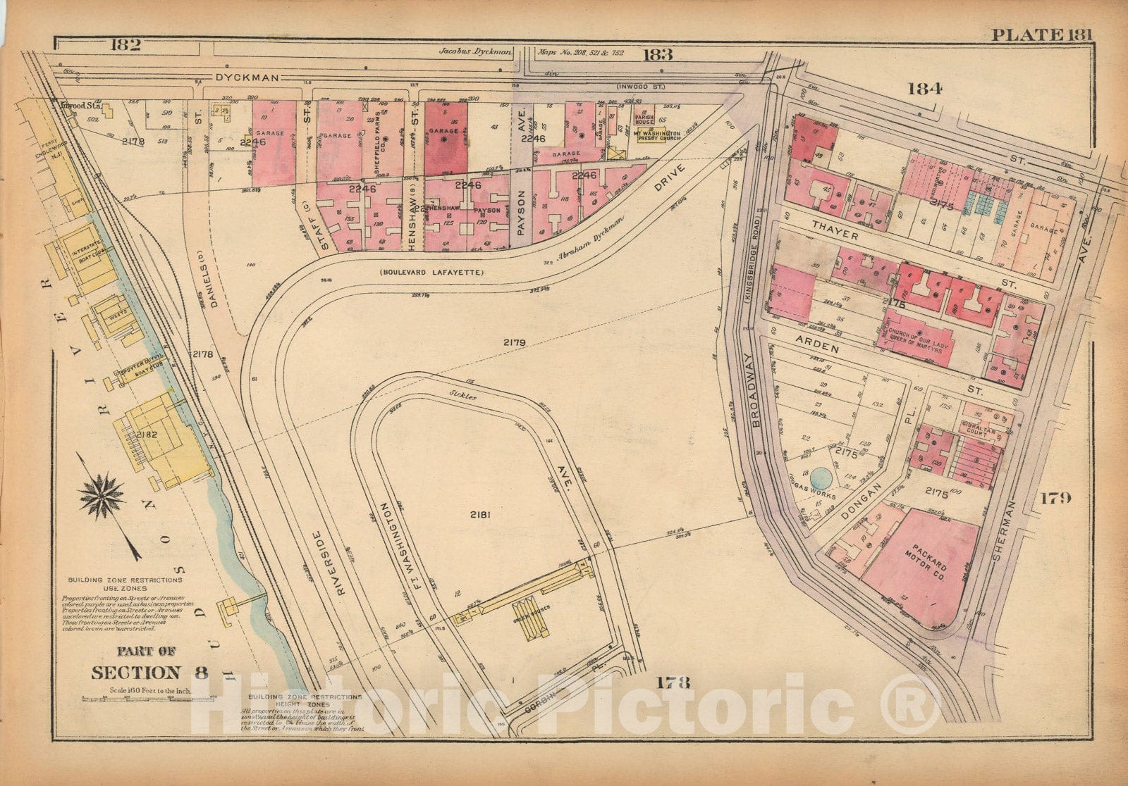 Historic Map : Land Book of the Borough of Manhattan, City of NY, Manhattan 1925 Plate 181 , Vintage Wall Art