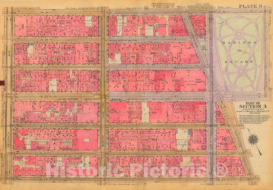 Historic Map : Atlas City of New York, Borough of Manhattan, Volume Two, 14th Street to 59th Street, Manhattan 1928 Plate 009 , Vintage Wall Art