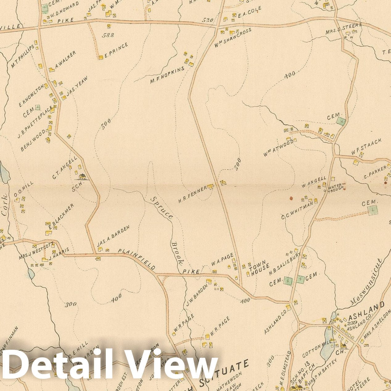 Historic Map : Atlas of Providence County, Scituate 1895 , Vintage Wall Art