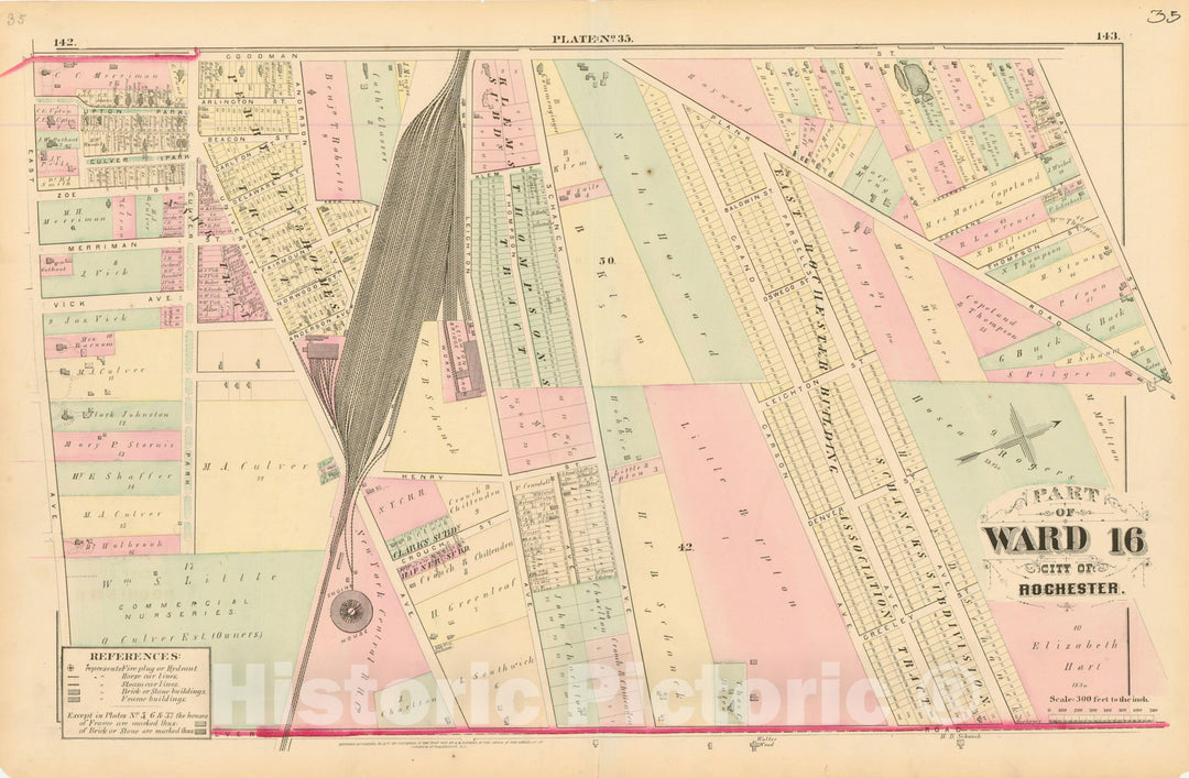 Historic Map : Atlas of Rochester, NY, Rochester 1875 Plate 035 , Vintage Wall Art